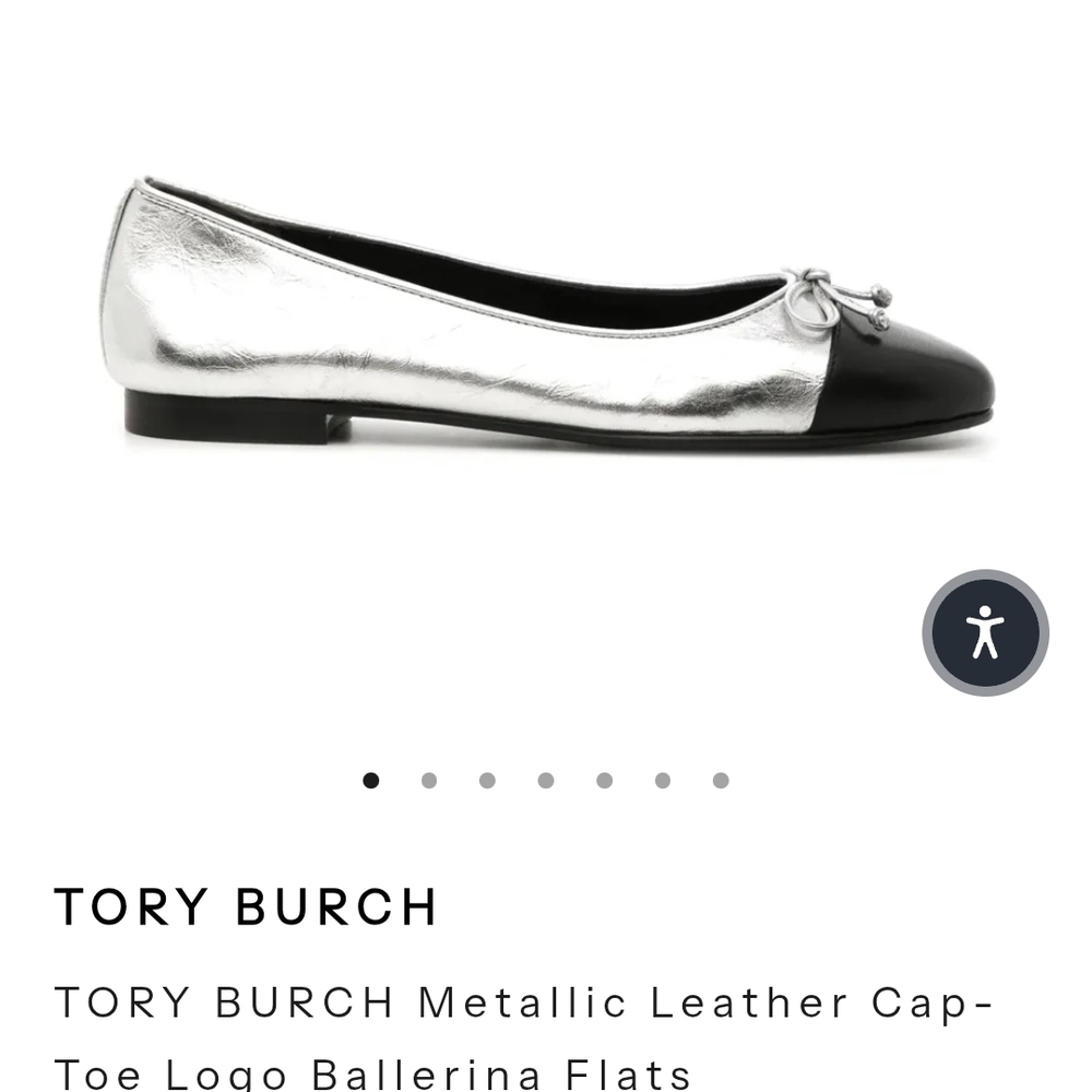 Tory Burch Silver and Black Ballerina Flats